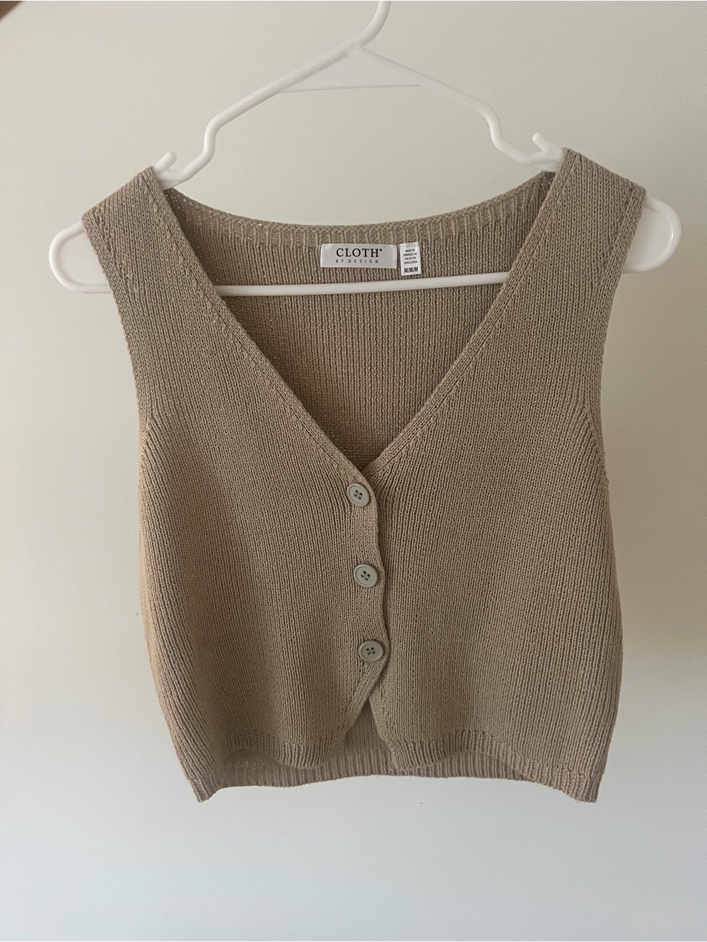 Tan Knit Button-Up Vest Top